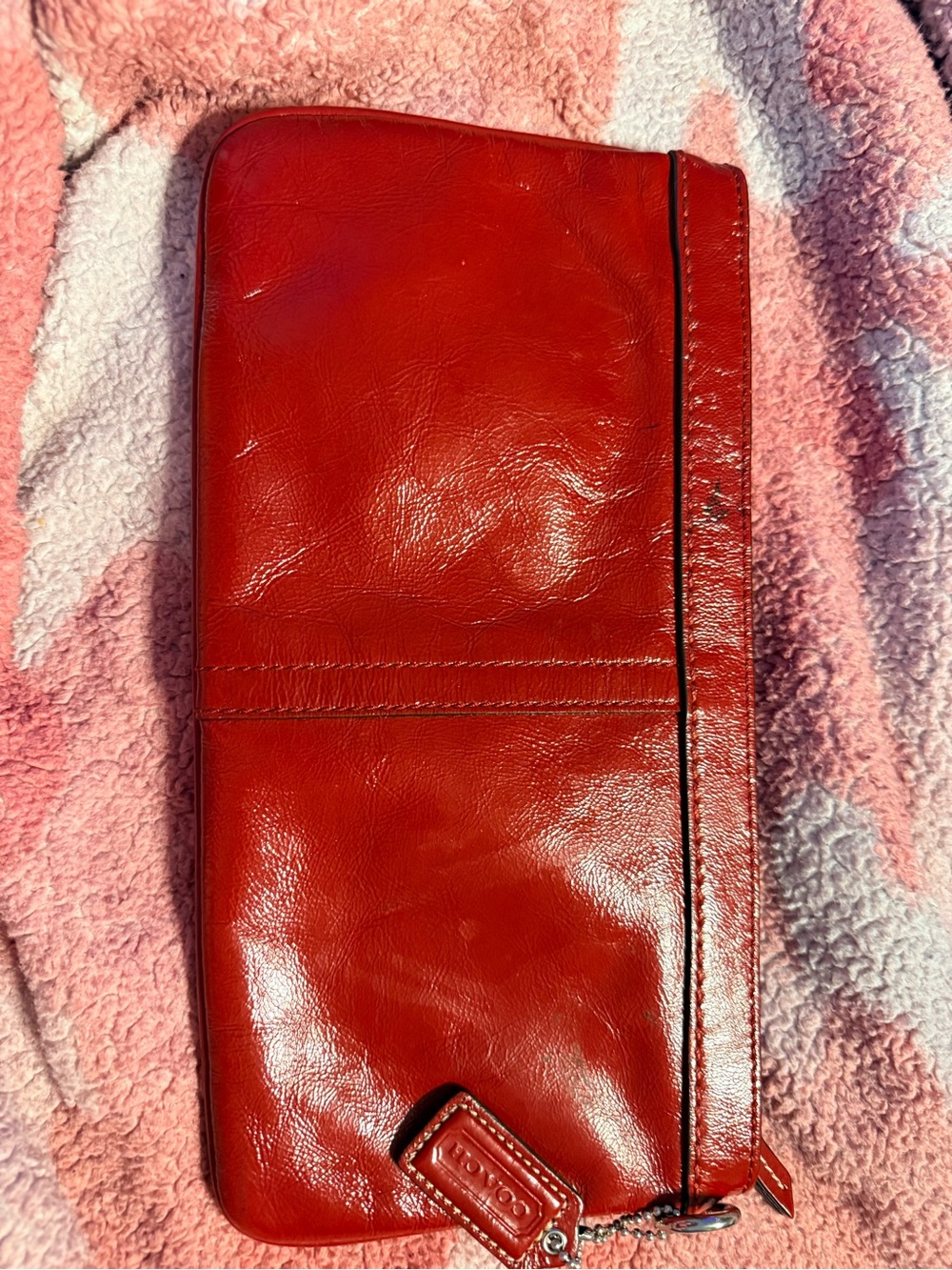 Red Leather Coach Wristlet Clutch - Picture 2 of 4